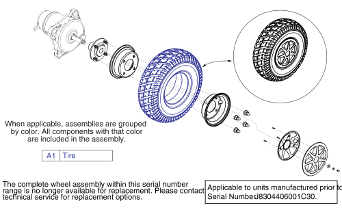 Wheel Assembly - Flat-free, Gen 1 parts diagram