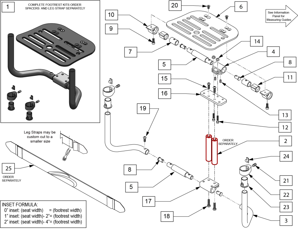 5r Adaptive Flip-back Footrest parts diagram