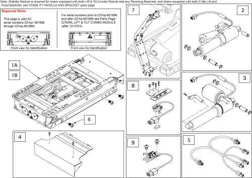 Q700mp 50d Tilt & Lift Combo Module Q7mp-601898 To 601986 parts diagram