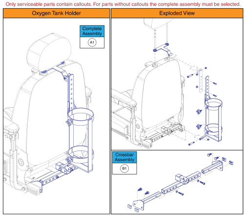 Oxygen Tank Holder, Q-captains Seat W/ Tb Flex Seat Frame parts diagram