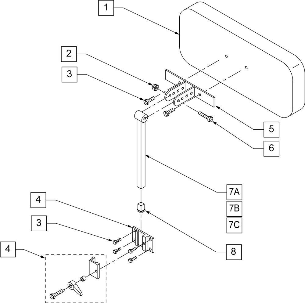 Custom Planar Headrest parts diagram