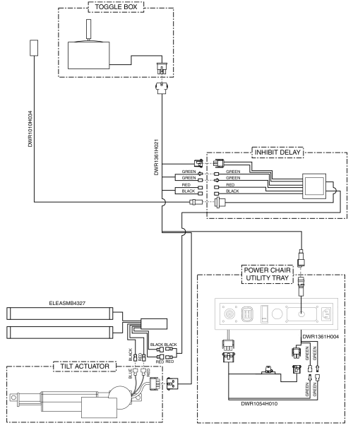 Electrical Diagram - Tilt Thru Toggle W/ Manual Recline, Remote Plus / Vsi, Off-board Charger, Gen 1 parts diagram