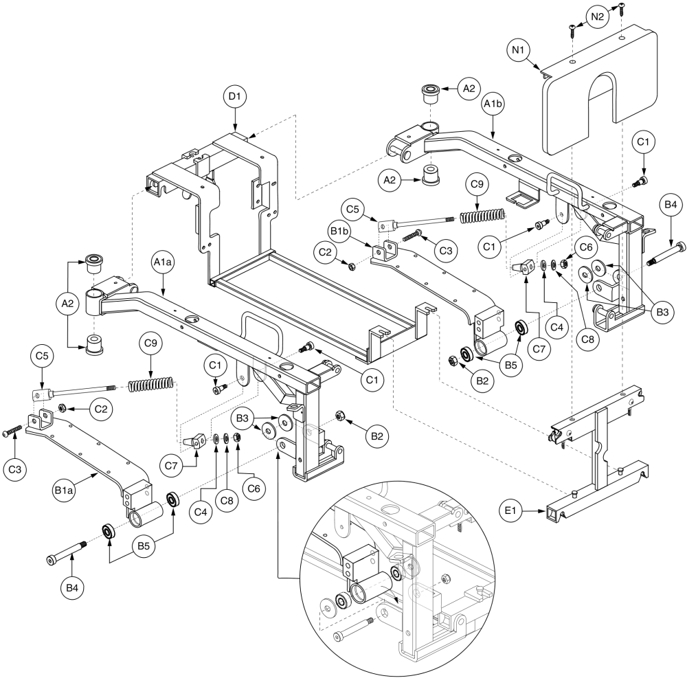 Standard, Take Apart, Main Frame Assembly, Jazzy 1113 Ats parts diagram