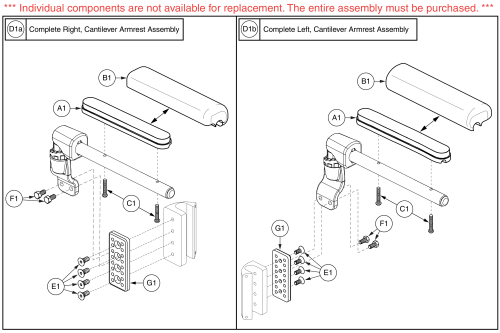 Desk Length, Left / Right, Tru-comfort Back Mounted Cantilever Armrests parts diagram