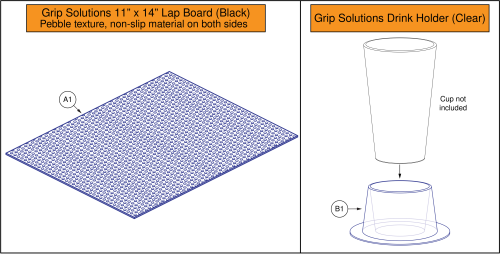 Grip Solutions Lap Board And Drink Holder parts diagram