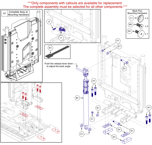 Static Back Assy, For Tb3.5 (v2) Tilt Seat parts diagram