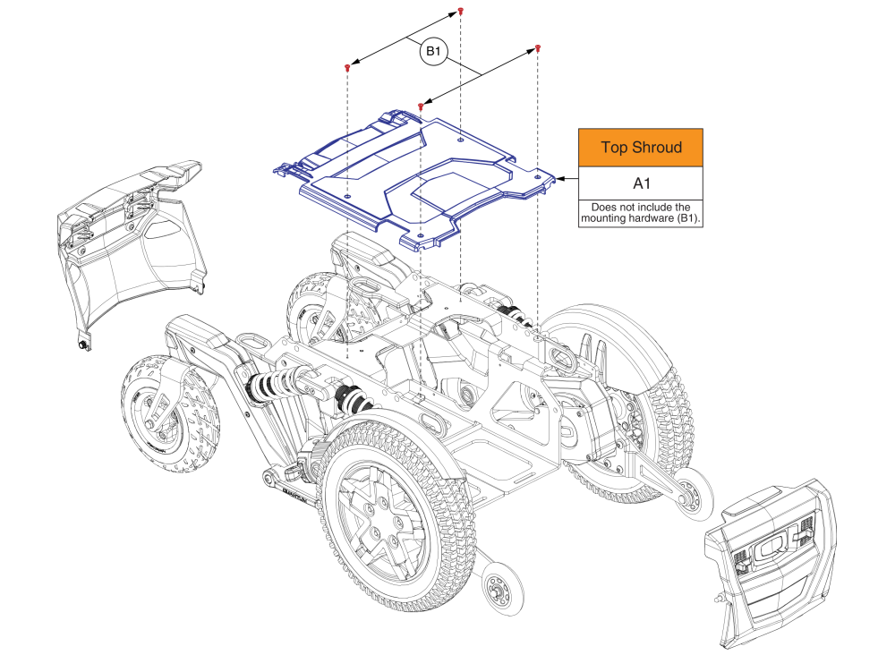 Top Cover Shroud Assembly, 4front parts diagram
