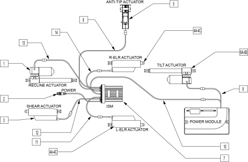 Power Recline Wiring S636/s646 parts diagram