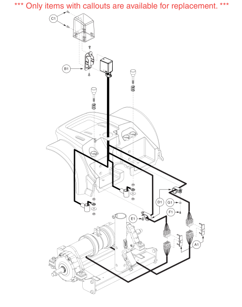 Vsi Rear Wiring Connection Brackets, Go-chair / Z-chair parts diagram