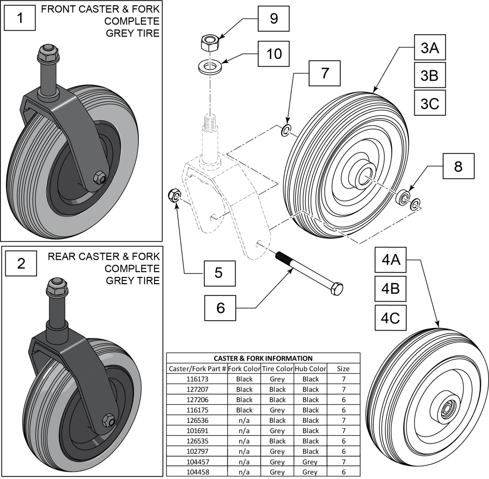 Casters & Forks parts diagram