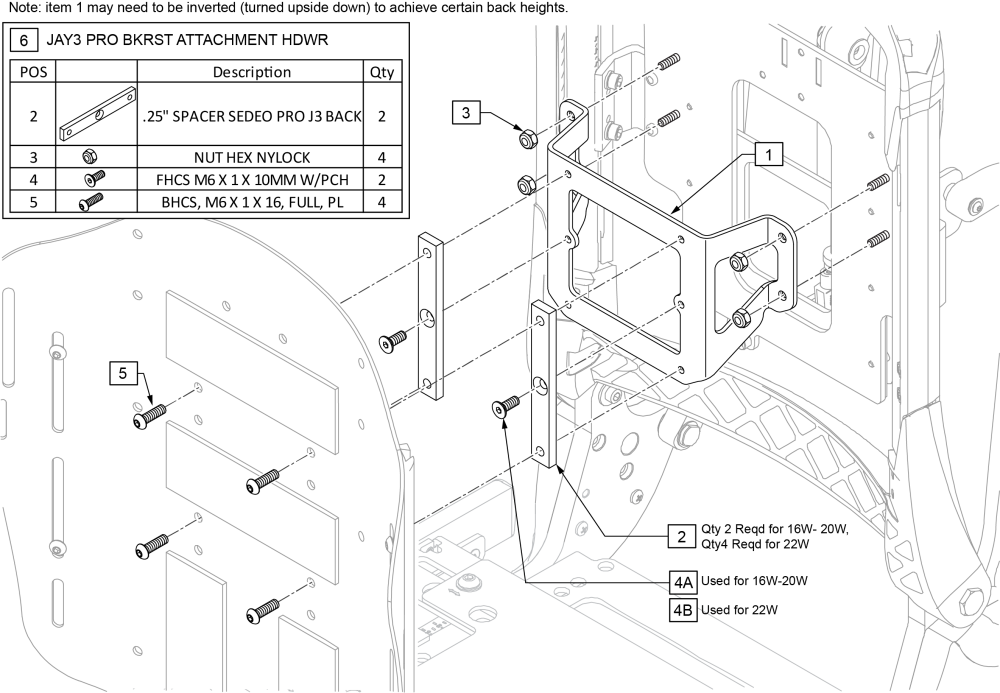 J3 Power/manual Recline Back Adapter Pro After 5/13/22 parts diagram