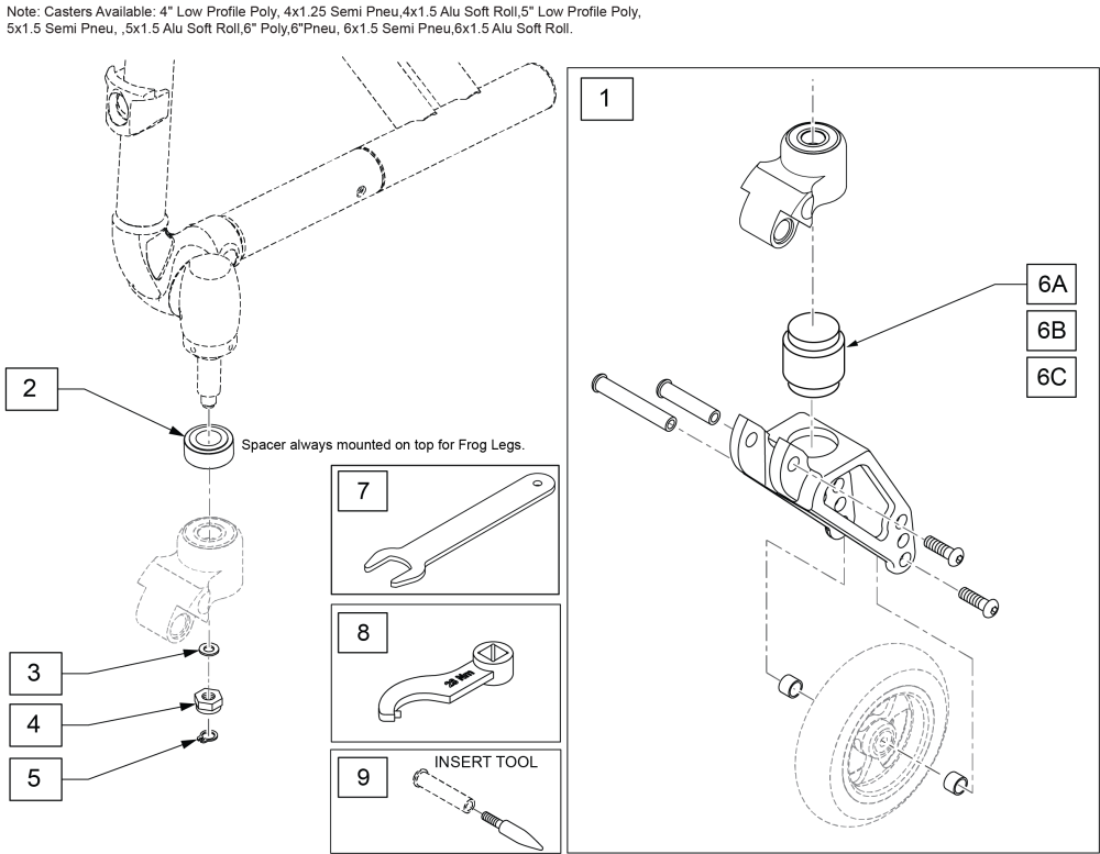 Qs5 X Frog Leg Suspension Fork parts diagram