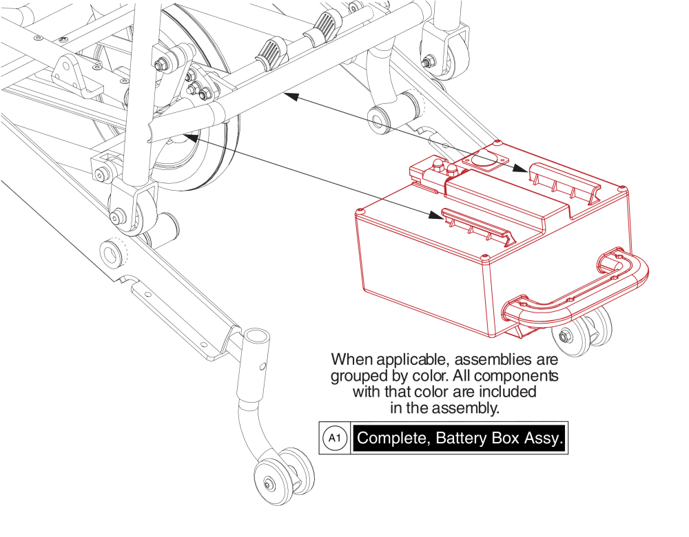 Battery Box Assy, Jazzy Passport / I-go+ parts diagram