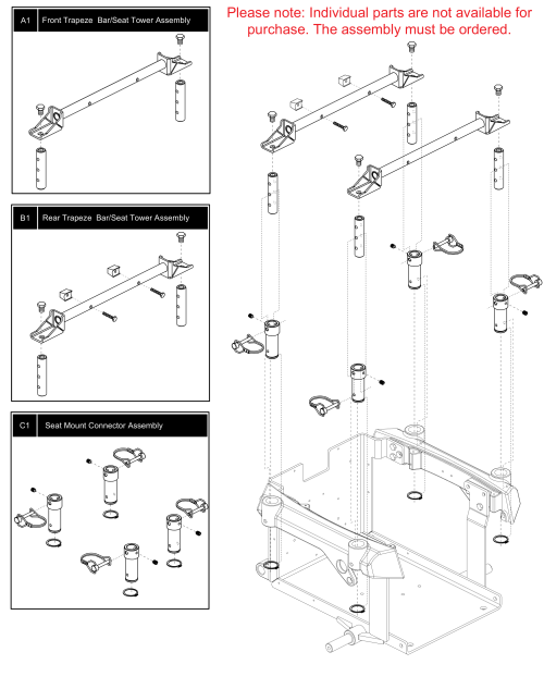 Seat Tower & Trapeze Bar Assy's, Q6000z parts diagram