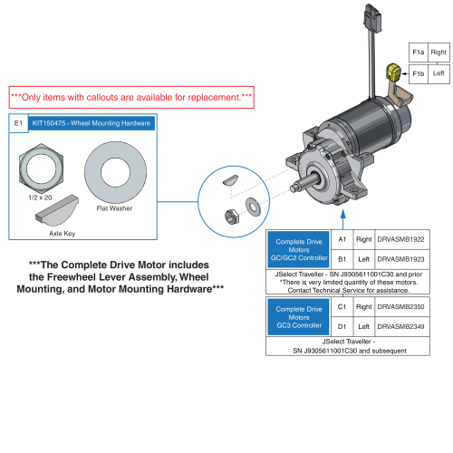 Drive Motor Assy, Jazzy Select Traveller parts diagram