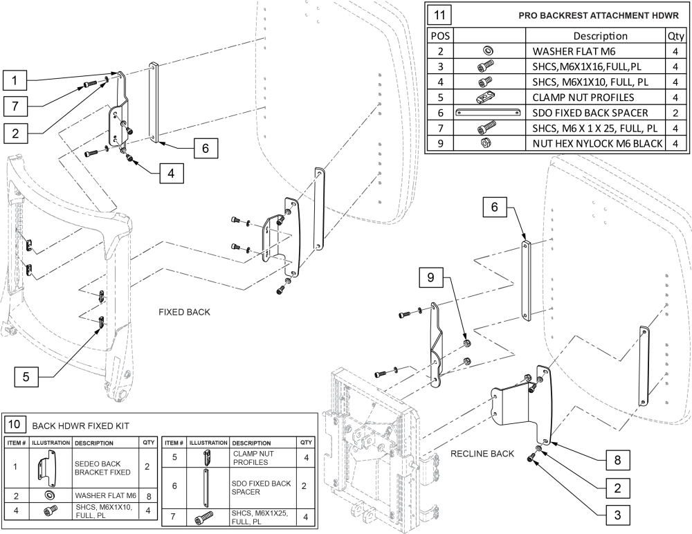 Pro Backrest Attachment Brackets After 5/13/22 parts diagram