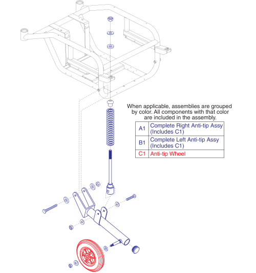 Anti-tip Assy, Jazzy Select Hd parts diagram