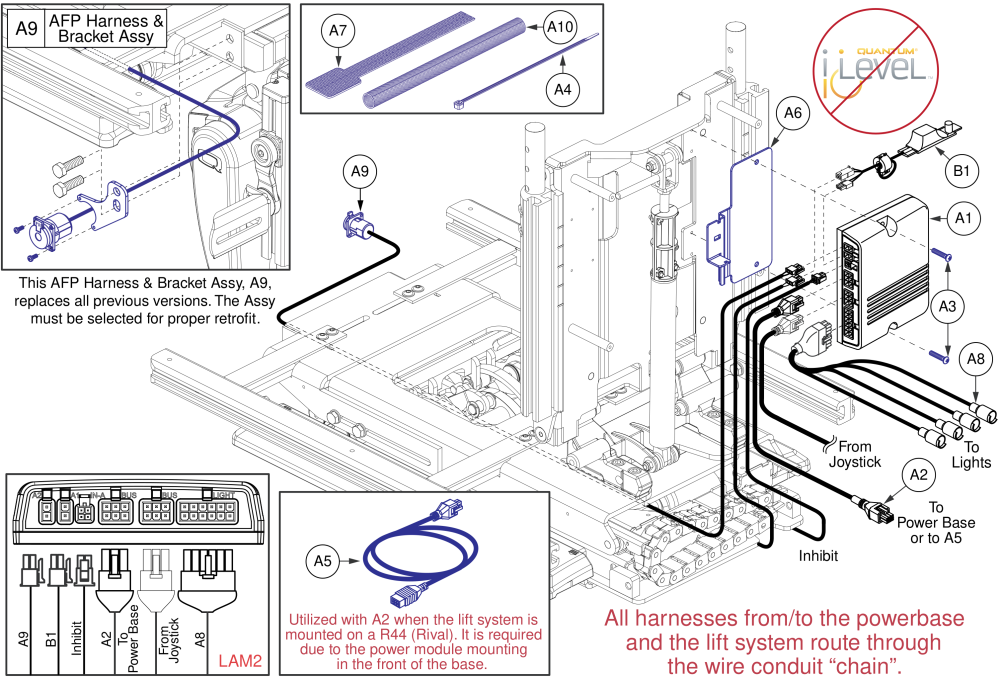 Lights Thru Lam2, Lift W/afp, Q-logic 2 / Ne+ - Reac Lift / Non I-level parts diagram