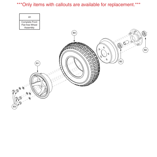 Hurricane Pmv5001 Front Wheel Assembly, Solid parts diagram