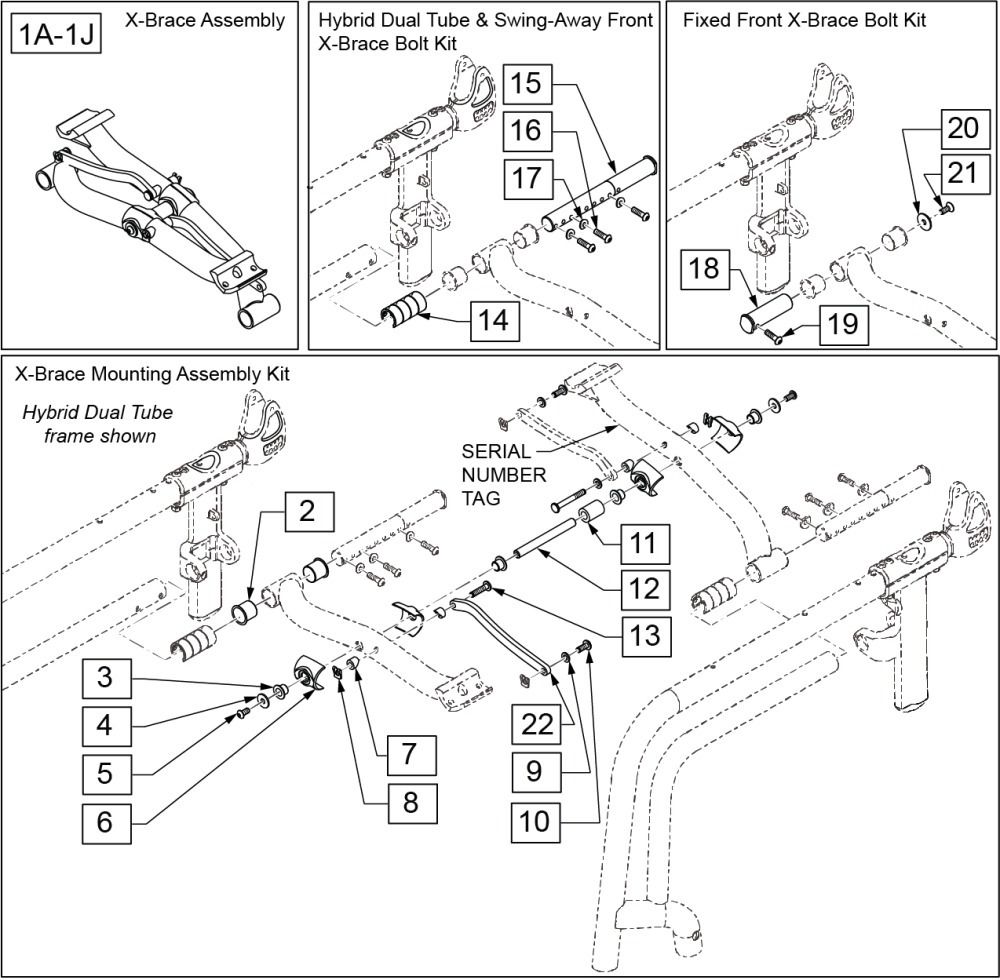 X-brace parts diagram