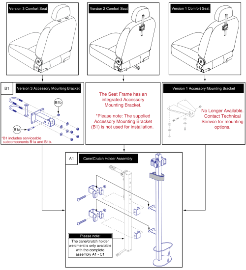 Cane / Crutch Holder - Comfort Seat parts diagram