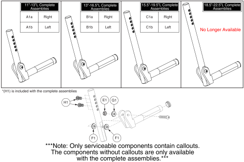 Angle Adjustable Lower Legrests, Large (used With 6+ Inch Wide Footplates) - Style #8 parts diagram