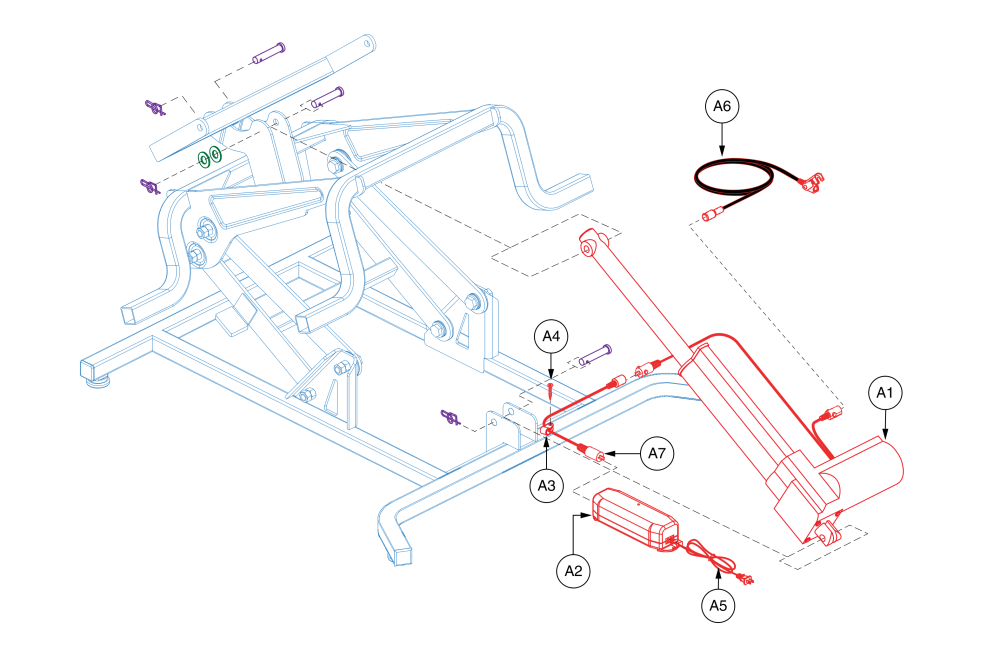 Lc406, Single Motor Lift Chair parts diagram