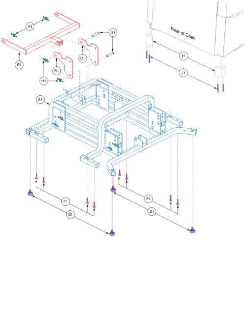 Lift Frame Assembly, Trendelenberg, Frmasmb13773 parts diagram