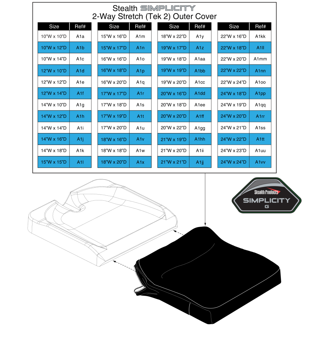 Outer Cover, 2-way Stretch (tek 2) - Stealth Simplicity parts diagram