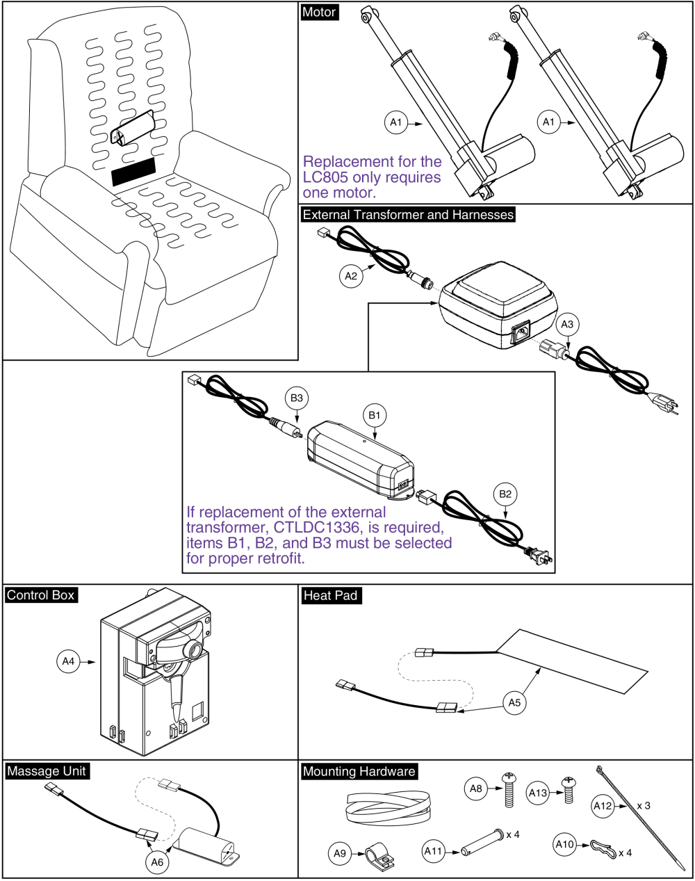 Heat And Massage With Toggle Hand Control parts diagram