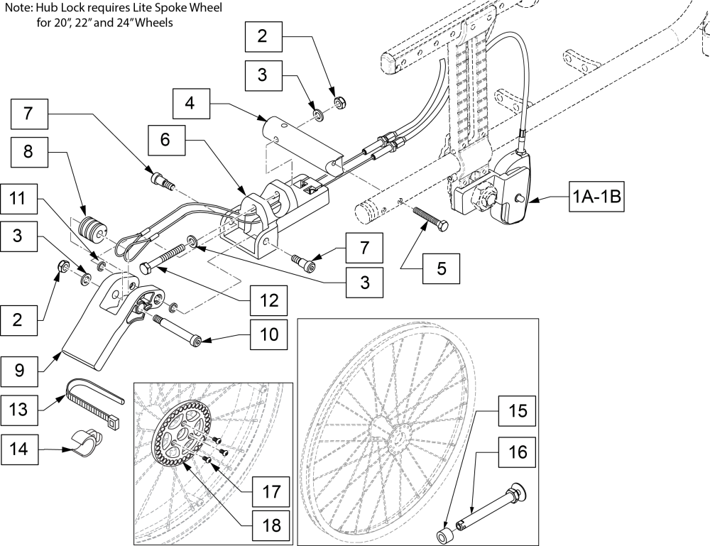 Hub Lock Foot Release Spoke Wheel X'cape parts diagram