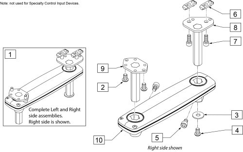 Pro& Lite Parallel Swing Away Joystick Mount parts diagram