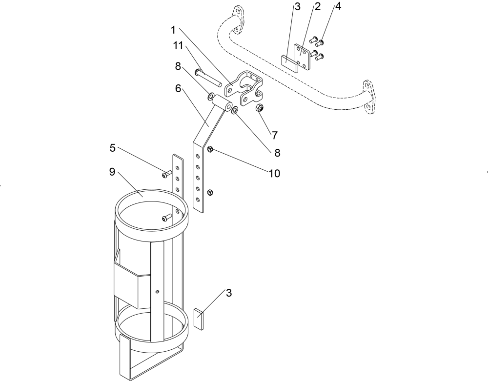 Articulated Oxygen Bottle Holder Mps parts diagram