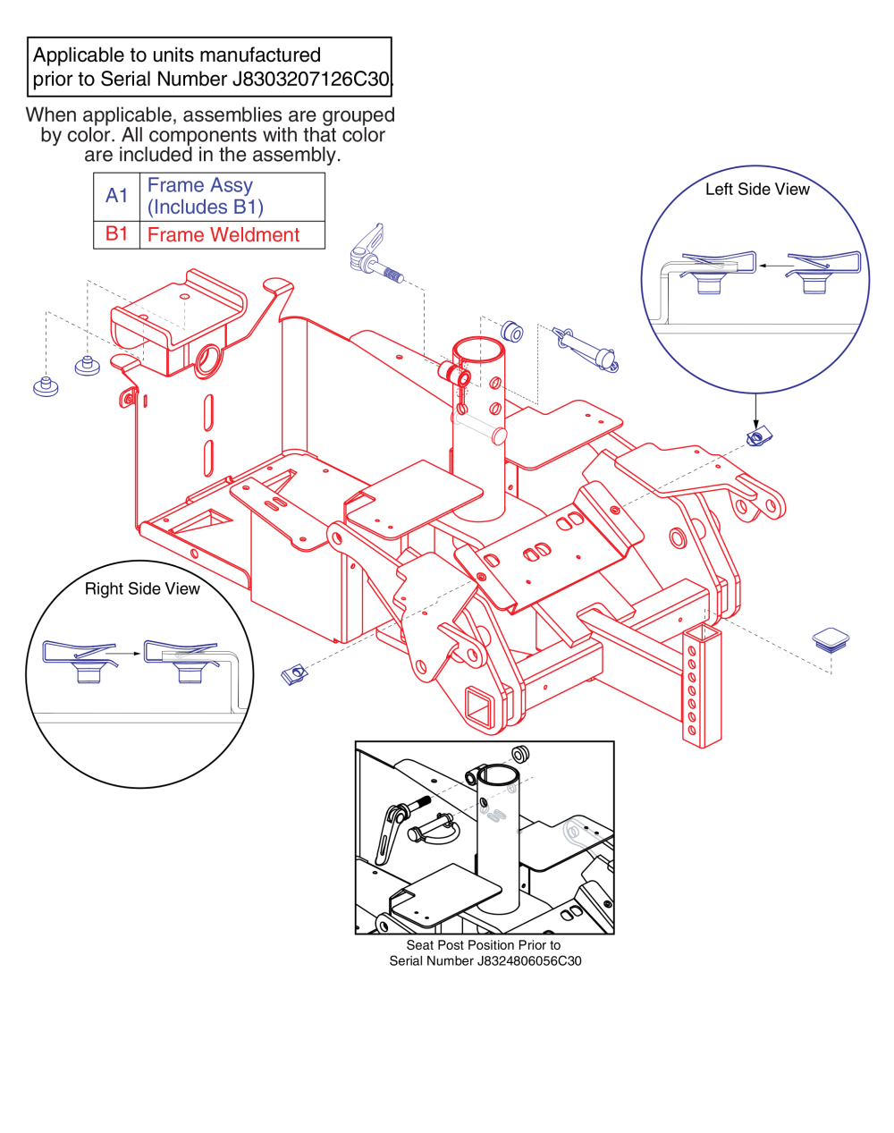 Main Frame Assembly - Gen 1 parts diagram