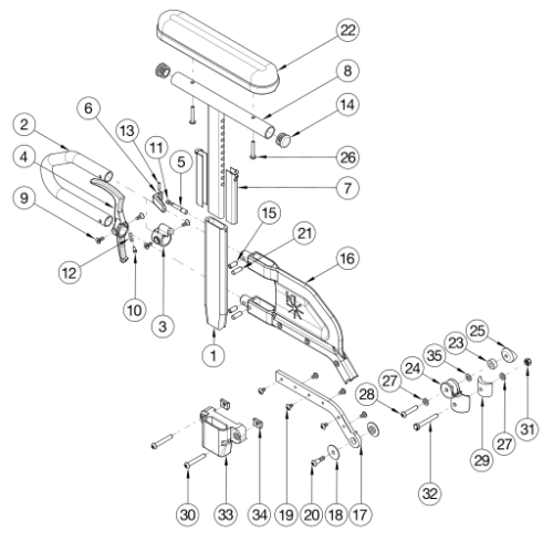 Catalyst E Armrests - Height Adjustable Flip Back T-arm parts diagram