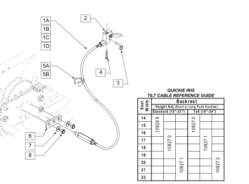 Tilt Handle & Cable For Hgt Adj Backrest parts diagram