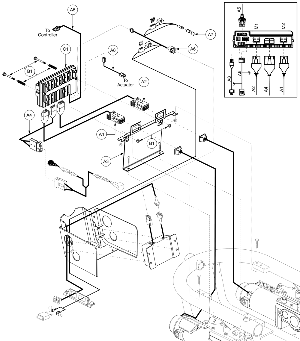 Vr2 Electronics, Tilt Thru Joystick, Onboard Charger, Q610 parts diagram