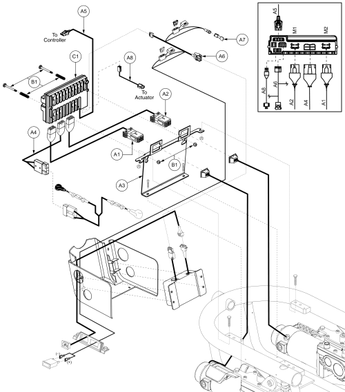 Vr2 Electronics, Tilt Thru Joystick, Onboard Charger, Q610 parts diagram