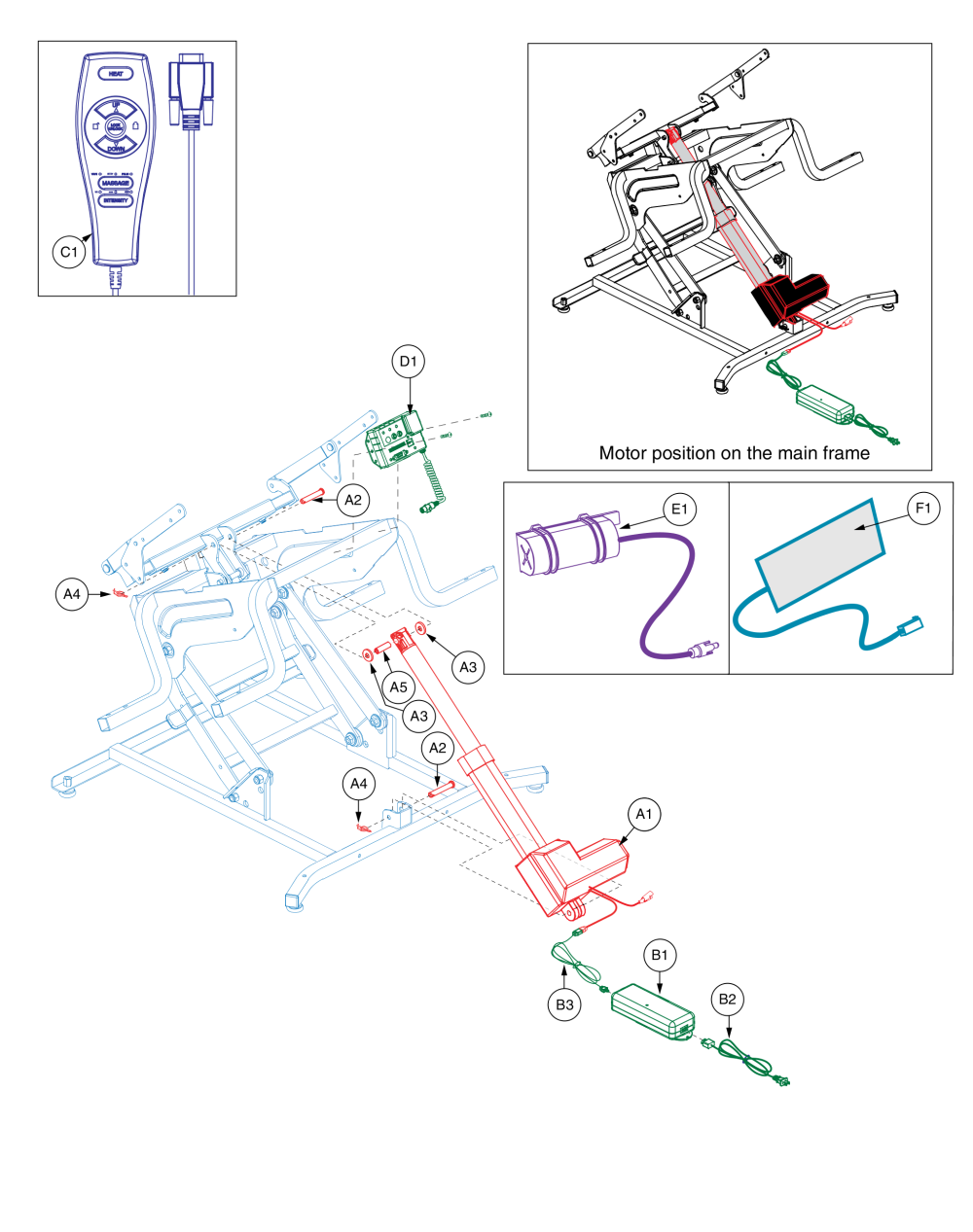 Nm2650, Single Motor Lift Chair With Heat And Massage parts diagram