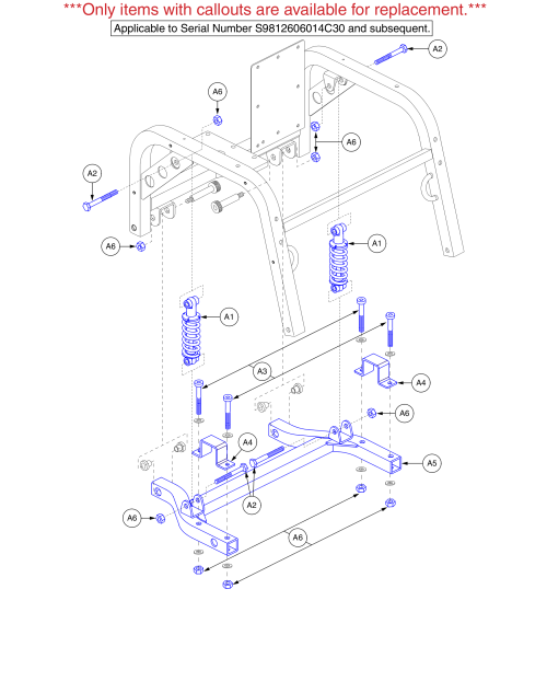 Hurricane Pmv5001 Rear Trail Arm W/ Shocks And Hardware (gen. 2).  (s/n S9812606014c30 And Sub.) parts diagram