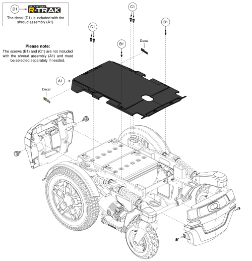 Top Shroud, R-trak parts diagram