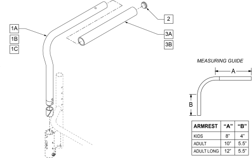 Padded Swing Away Armrest Discontinued parts diagram