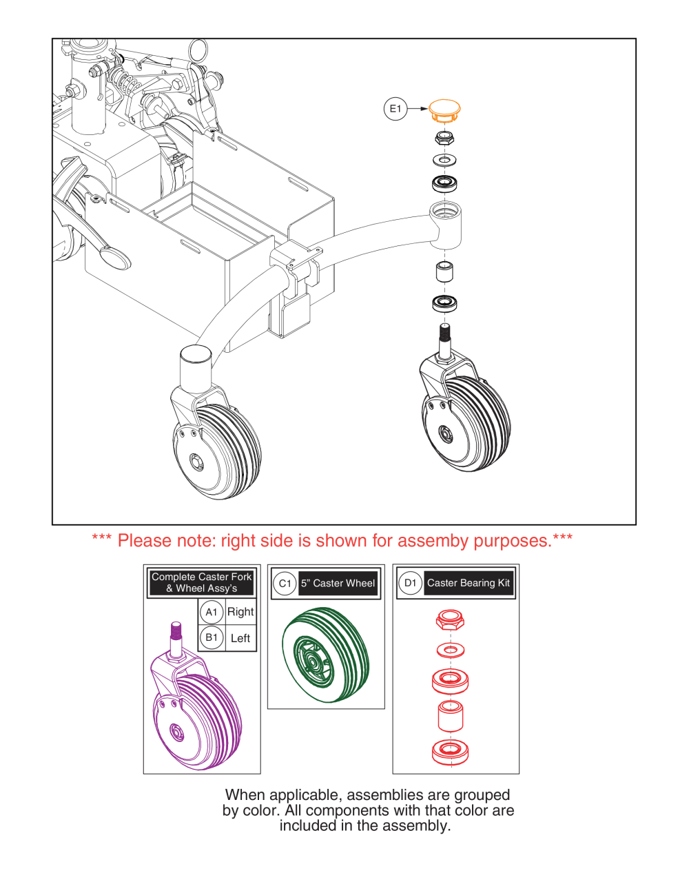 Caster Beam Assy. parts diagram