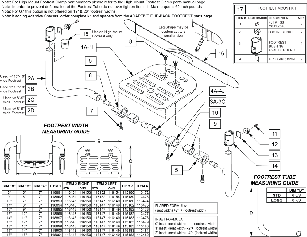 Flip-back Footrest parts diagram