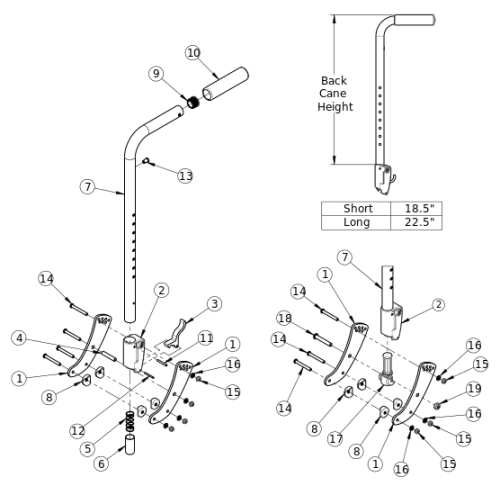 (discontinued 1) Focus Cr Stroller Handle Backrest parts diagram