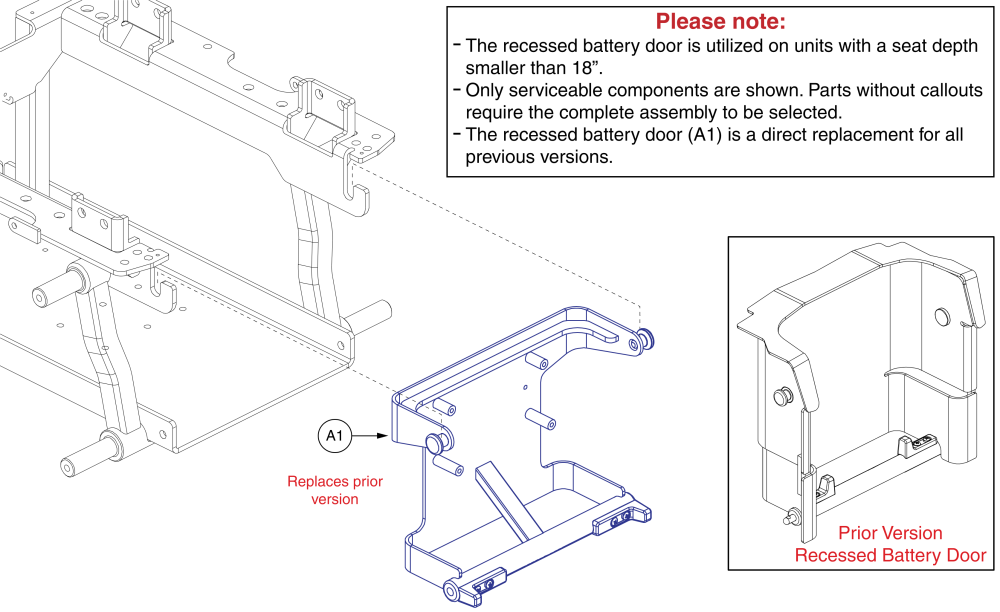 Recessed Battery Access Bracket Assy parts diagram