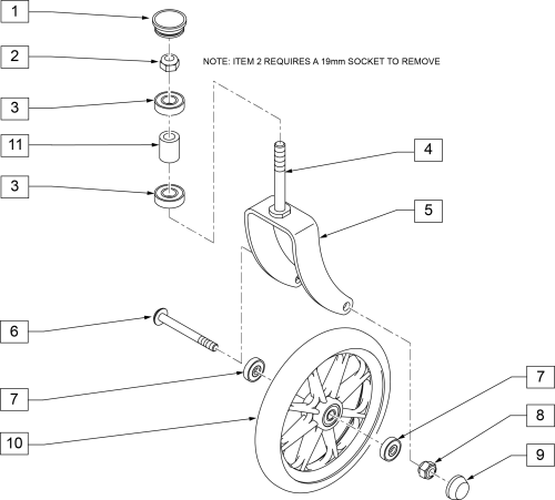 Caster Fork Assm (steel Transport) parts diagram