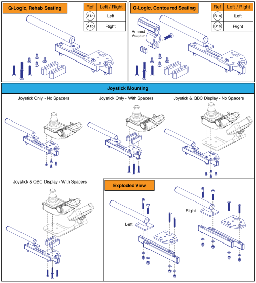 Basic Swing-away Joystick Mount, Q-logic parts diagram