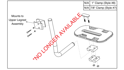 Small Clamp-on Pediatric High Mount Angle Adjustable Foot Plate - Style #7 Swing-away & Style #12 Elr parts diagram