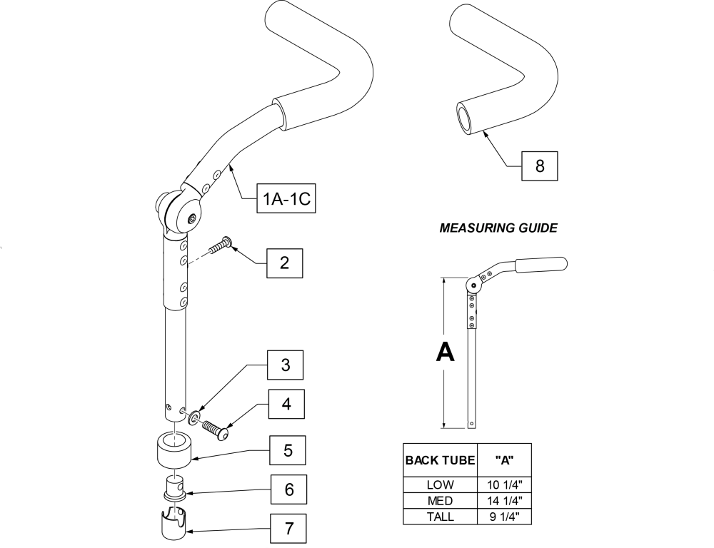 Folding Push Handle Backrest (s/n Prefix Q2xl) parts diagram